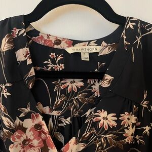 41 Hawthorn Black and Pink Floral long sleeved dress